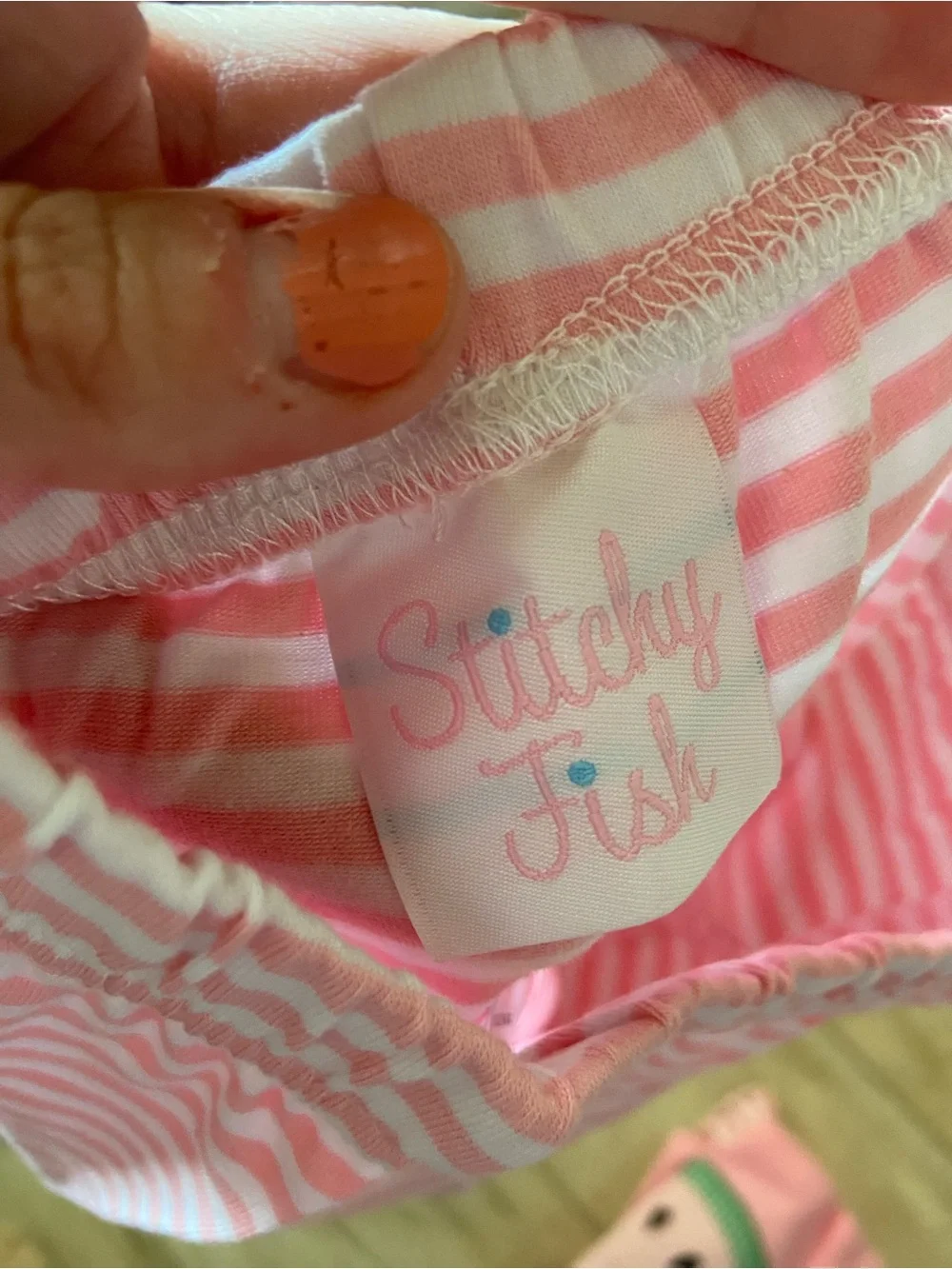 Stitchy Fish Girls 6T XS Small Watermelon Pink & Mint Summer Stripe Short Set